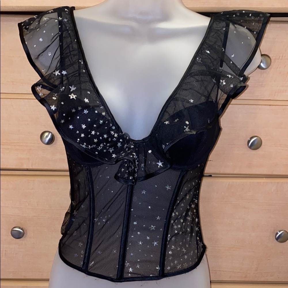Victoria's Secret Black Starry Sheer Corset